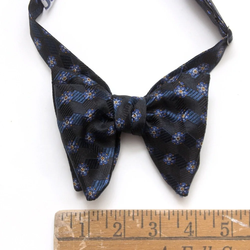 Men's Self-tied Large Bow Tie Navy Blue Silk Butterfly Bowtie Big‎ bow tie S564